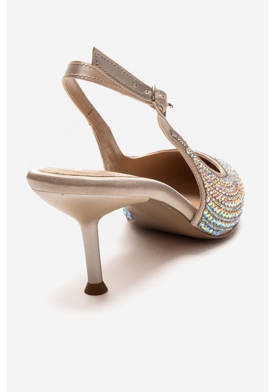 Luvishoes Yasmına Ten Taşlı Kadın Topuklu Ayakkabı