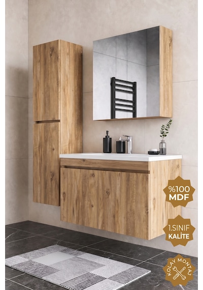 Teta Home Tokyo 100 Cm Mdf Banyo Dolabı Seti + Boy Dolabı Atlantik Çam