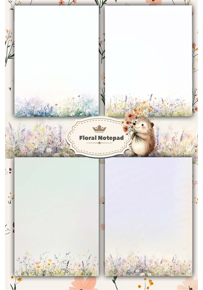 A5 Çiçek Bloknot Çizgisiz Defter - 50 Yaprak - Memopad - Notepad - Not Defteri - Not Kağıdı - 1366 Çok Renkli