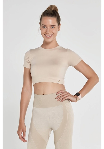 Jerf Captiva Yumuşak Dokulu & Esnek Crop Top Bej