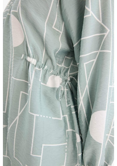 Defacto Regular Fit Desenli Uzun Kollu Bluz D8681ax25spgn1100 Yeşil