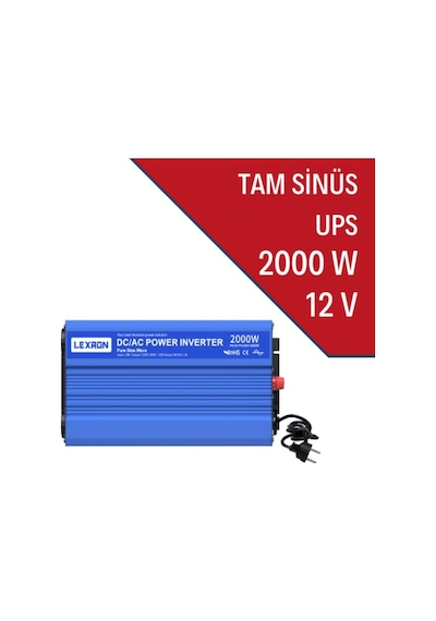 Lexron - İnges 12 Volt 2000 Watt 2 Kw Ups Şebekeden Şarj Edilebilir İnverter İnvertör - Karavan