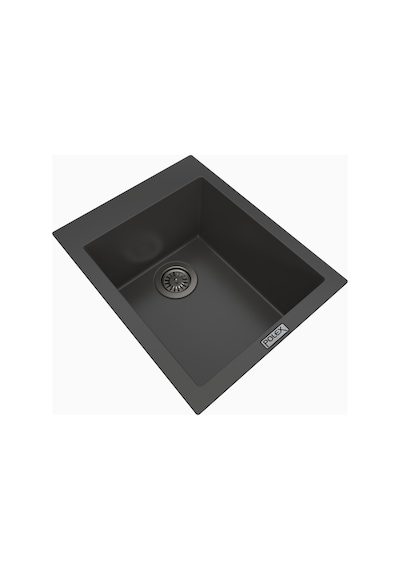 Polex Cristalüx Granit Evye P-05 Antrasit Tezgah Altı Ve Tezgah Üstü Kare Mutfak Evyesi 41x51 CM