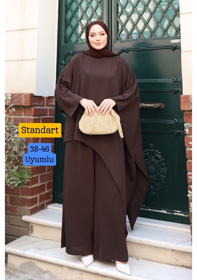 Balenbi Kadın Linda Kumaş Asimetrik Tunik Bol Paça Pantolon Oversize Tesettür Takım 1231 Acı Kahverengi Balenbi Kadın Linda Kumaş Asimetrik Tunik Bol Paça Pantolon Oversize Tesettür Takım 1231 Acı Kahverengi