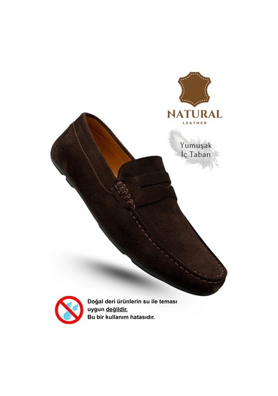 Sermoda Erkek Loafer - Hakiki Deri Rok Loafer Erkek Ayakkabı Süet Kahve