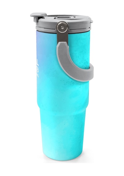 Coral High Çok Renkli Desenli Pipetli Ve Direkt İçim Çelik Termos 900 Ml 38737 Mavi