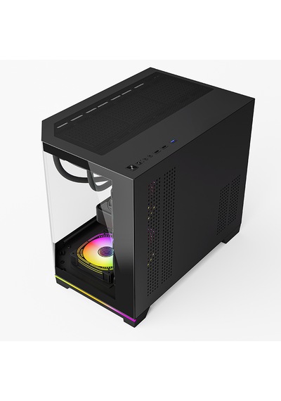 Atheron Lion Panoramik Siyah Gaming Kasa 6x120mm Argb Fanlı 360mm Sıvı Soğutma Destekli Temperli Cam