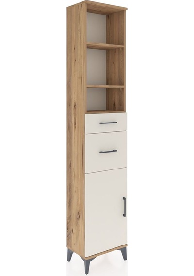 Arges Dolap 4 Raflı 2 Çekmeceli Tek Kapaklı 44x30x221 Çam-aytaşı Atlas Çam