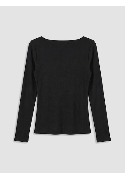 Lc Waikiki Lc Waıkıkı Siyah U Yaka Kadın Fitilli Body