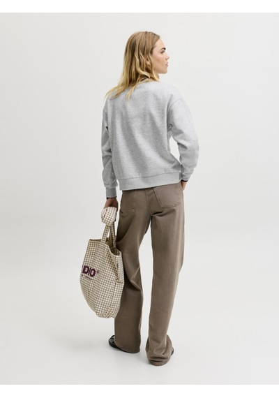 Jack & Jones Kadin Gögüs Logolu Sweatshirt - Abbie - 12223962 Light Grey Melange Jack & Jones Kadin Gögüs Logolu Sweatshirt - Abbie - 12223962 Light Grey Melange
