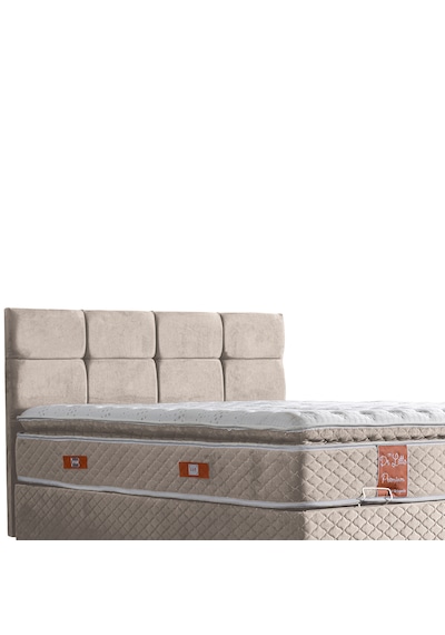 Gümüş Tek Kişilik Baza Başlık Real Pedli Yatak Seti Krem 100 x 200