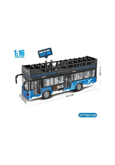 Sesli Işıklı Yolcu Otobüsü Sürtmeli Kapıları Açılan 26 Cm Mavi