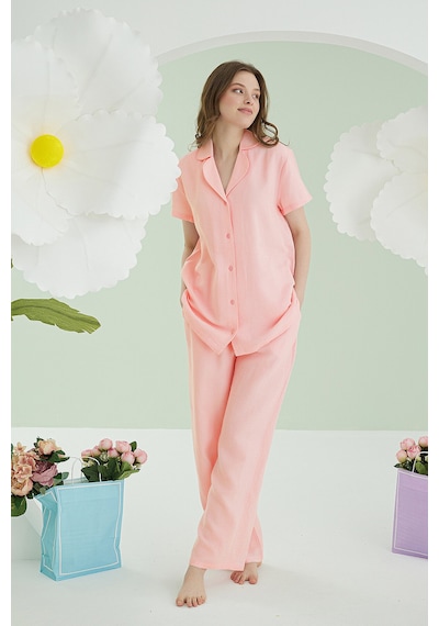 Nbb Kadın Pembe Serena Önden Düğmeli Pijama Takım