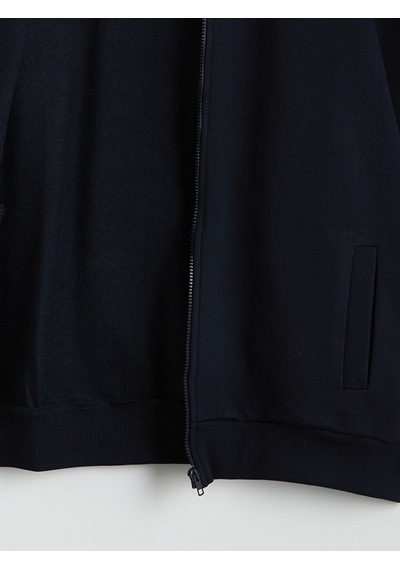 Lcwaıkıkı Classic Lacivert Kolej Yaka Uzun Kollu Erkek Fermuarlı Sweatshirt