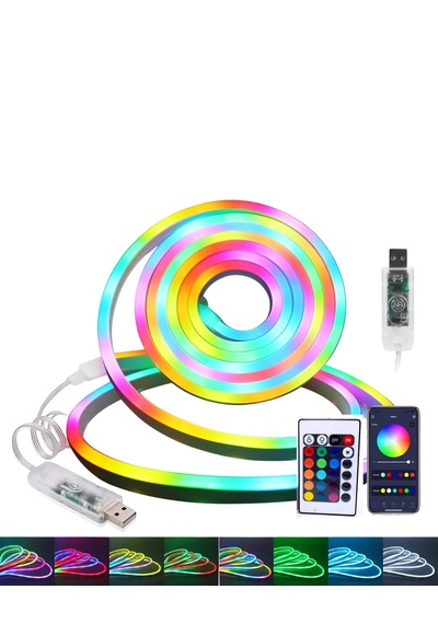 3 Metre Rgb Neon Led Şerit Işık Bluetooth - Kumandalı Ambiyans Işığı- Tv Ledi Çok Renkli