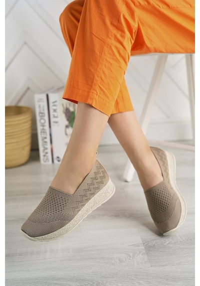 Nesil Shoes Aky 055 Vizon Triko Yazlık Kadın Ayakkabı-vizon Vizon