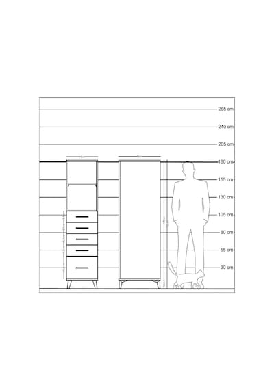 Kronos Dolap 2 Raflı 5 Çekmeceli 44x59x182 Antrasit-antrasit Antrasit