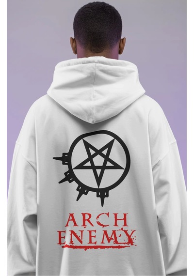 Sevbano Arch Enemy Rock Metal Müzik Grubu Sırt Baskılı Unisex Oversize Pr beyaz