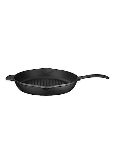 Döküm Yuvarlak Izgara Tava, Metal Kulplu, Konkav Taban, 28 Cm Açık Bakır