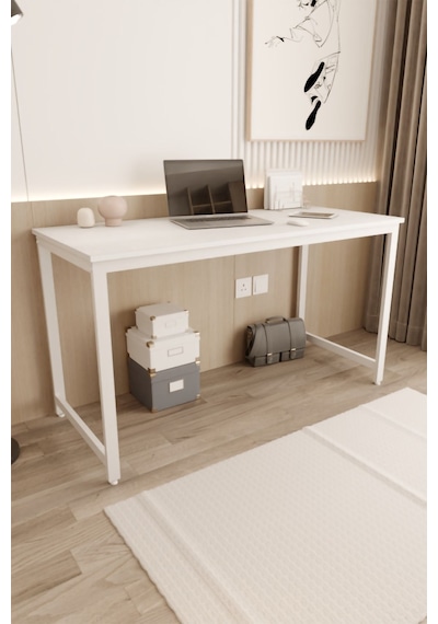 Çalışma Masası Bilgisayar Ofis Masası 60 X 140 Cm Beyaz - Beyaz