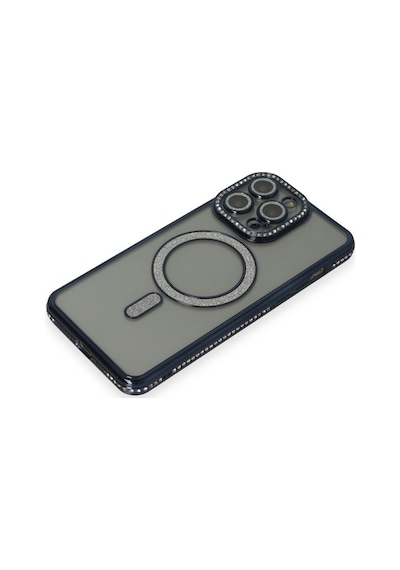 Apple iPhone Uyumlu 15 Pro Kılıf Joke Simli Magneticsafe Kılıf - Lacivert Bz8683140644048
