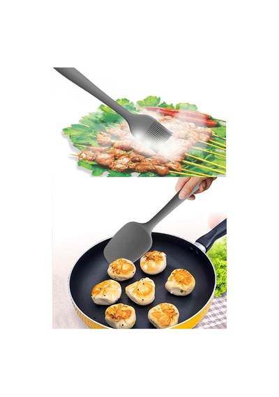 Ezmk Ev Gereçleri Silikon Mutfak Seti 6'li, Isıya Dayanıklı Yanmaz Yapışmaz Silikon Spatula Seti 6 Parça Gri Çok Renkli