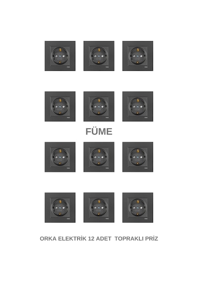 Viko Novella Füme 12 Adet Topraklı Priz Çerçeve Dahil