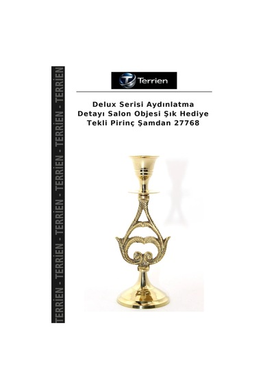 Delux Serisi Aydınlatma Detayı Salon Objesi Şık Hediye Tekli Pirinç Şamdan 27768 Çok Renkli
