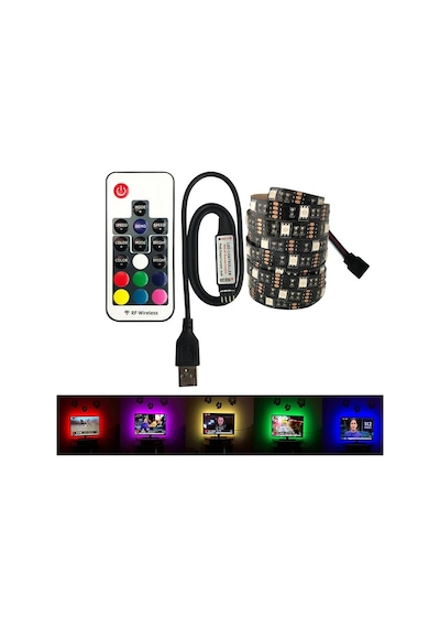 Triline Tv Arkası Silikonlu Kumandalı Rgb Led Şerit 16 Renk