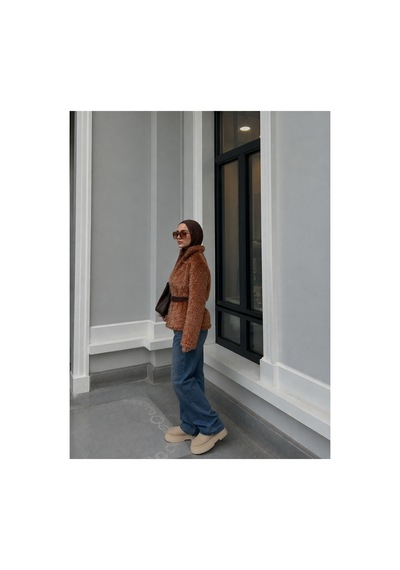 Verymoda Simli Saçaklı Mont F1838 Kahve