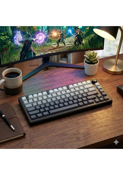 White Switch 75% Mekanik Klavye, Rgb Işıklandırma, Bluetooth & Kablolu Bağlantı, Düşük Profil Tuşlar, Alltan Ya