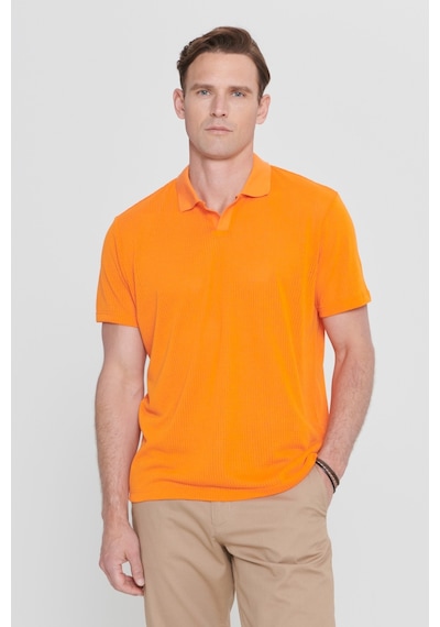 AC&Co / Altınyıldız Classics Erkek Turuncu Regular Fit Rahat Kesim Polo Yaka Baskılı Tişört Turuncu