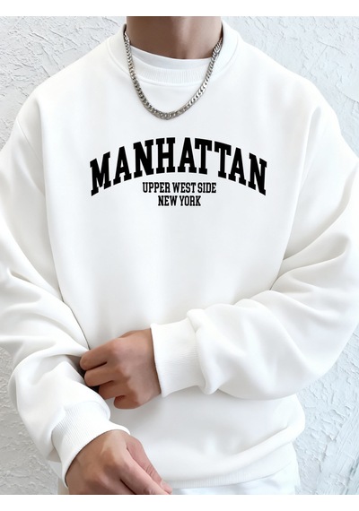 Startmore Startmoremanhattan Üst Batı Bölgesi New York Desen Giyim Unisex Rahat Günlük Kapüşonlular Polar Sonbah Beyaz