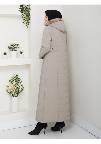 Eslemnur Nova Kumaş Şişme Mont 135cm Vizon