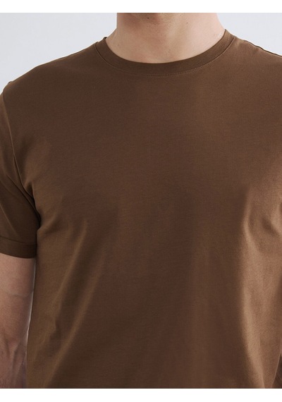 Lcwaıkıkı Classic Kahverengi Slim Fit %100 Pamuk Basic Tişört