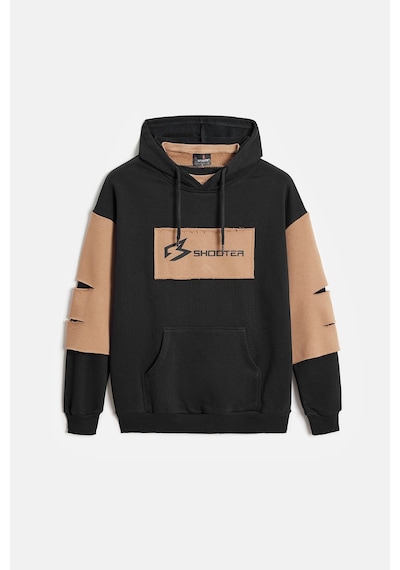 Shooter Sportwear Shooter Erkek Oversize Kapüşonlu Baskılı Kanguru Cepli Sweatshirt Siyah - Bej Shooter Sportwear Shooter Erkek Oversize Kapüşonlu Baskılı Kanguru Cepli Sweatshirt Siyah - Bej