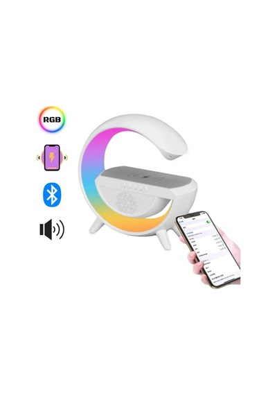 Şarj Özellikli Masa Lambası Kablosuz Gece Lambası 3-in1 Gökkuşağı Model Bluetooth Hoparlör
