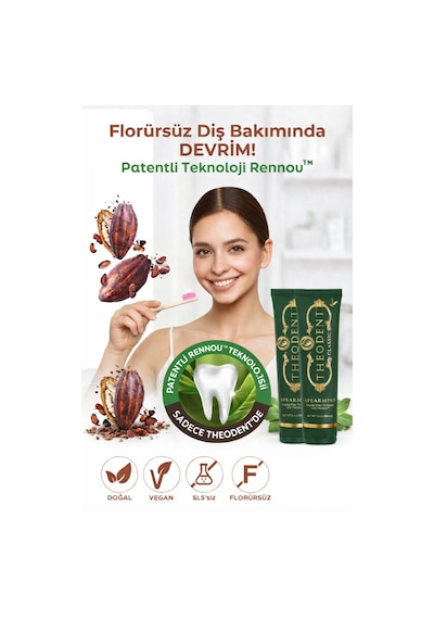 Theodent Classic Tatlı Nane Diş Macunu 2 Li Set Vegan Florürsüz Doğal Ağız Bakımı 96,4 Gr+ 96,4 Gr
