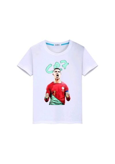Magors Stil-x Crıstıano Ronaldo Baskılı Bisiklet Yaka Erkek Çocuk Ve Genç Tshırt Beyaz-2
