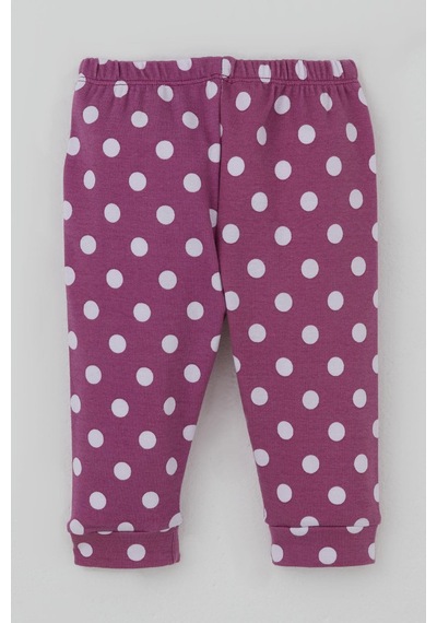 Breeze Kız Bebek Pijama Takımı Omuzdan Patlı Beyaz Puantiye Desenli 4 Ay-1 Yaş, Eflatun Eflatun
