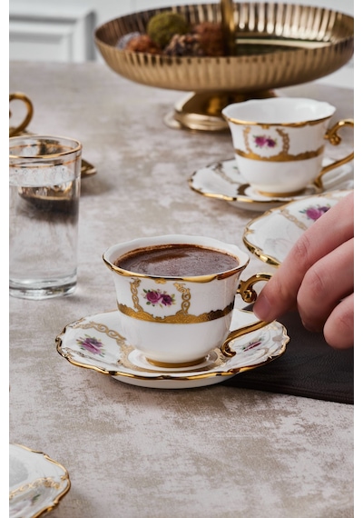 Karaca  Royal Bone Elizabeth 6 Kişilik Kahve Fincan Takımı 90 Ml
