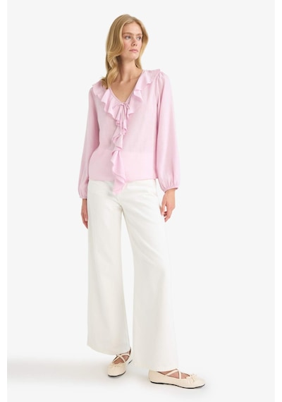 Defacto Regular Fit V Yaka Volanlı Pamuklu Uzun Kollu Bluz F9336ax25aupn96 Pembe Defacto Regular Fit V Yaka Volanlı Pamuklu Uzun Kollu Bluz F9336ax25aupn96 Pembe