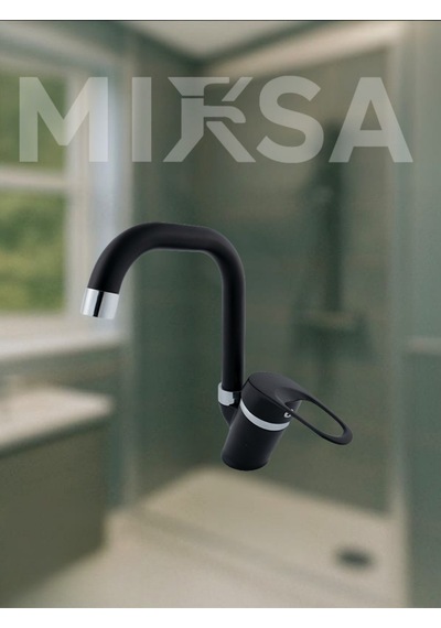 Siyah-krom Köşe Borulu Banyo Lavabo Bataryası, Musluğu, Çeşmesi Çift Su Girişli
