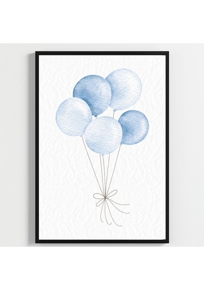 "besay Mavi Düşler ""baby"" Küp Temalı Çocuk Odası Dekorasyonu Yeni Doğan Erkek Bebek Hediyesi Poster 3'lü Set A2 Çerçeve