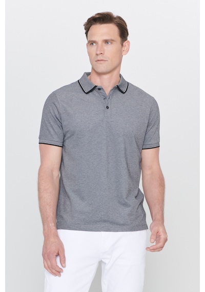 Ac&Co / Altınyıldız Classics 4A4820200047Syh3XL Düğmeli Polo Yaka Cepsiz Slim Fit Erkek Tişört Siyah