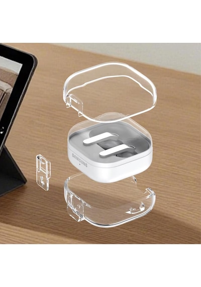 Samsung Galaxy Buds 4 / Buds 4 Pro Uyumlu Şeffaf Premium Kulaklık Kılıfı Güvenlik Kilidi Mekanizmalı, Darbe Emici Tpu Malzeme Şeffaf Siyah