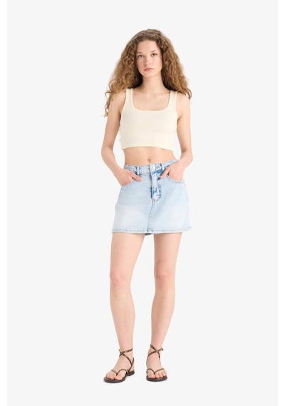 Defacto Fitted Kare Yaka Fitilli Kaşkorse Crop Atlet X8330az25smer144 Ekru