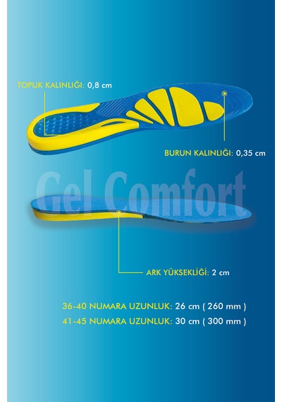 Gel Comfort GC14  Ortopedik Jel Tabanlık Yumuşak Rahat Konforlu Tabanlık