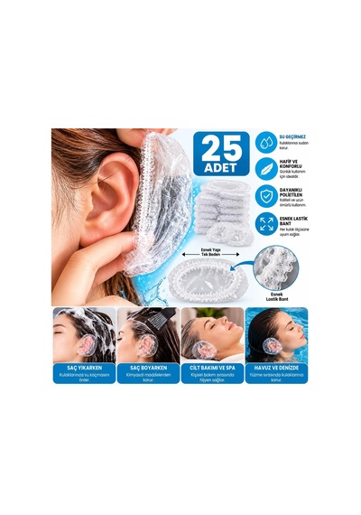 25 Şeffaf Su Geçirmez Kulak Koruyucu Bone, Elastik Kulak Kılıfı, Duş, Saç Yıkama, Saç Boyama Ve Kuaför Kullanımı İçin Su Koruyucu Kulak Bonesi, Unisex Diğer