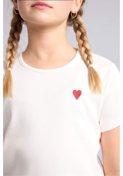 Defacto Regular Fıt Fitilli Kaşkorse Şort Tişört 2li Pijama Takımı Kız Çocuk H5705a826smer233 Ekru-er233
